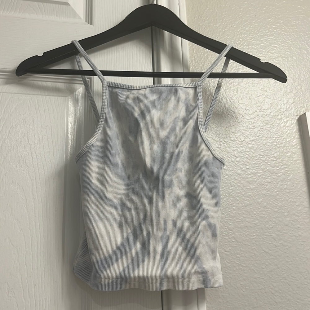 Zara light blue tie dye tank top